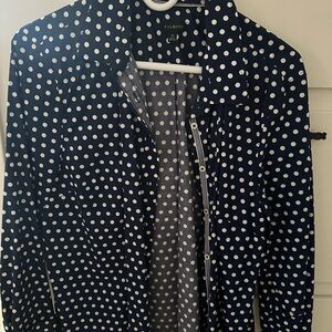 Talbots Dark Blue and White Polka Dot Blazer